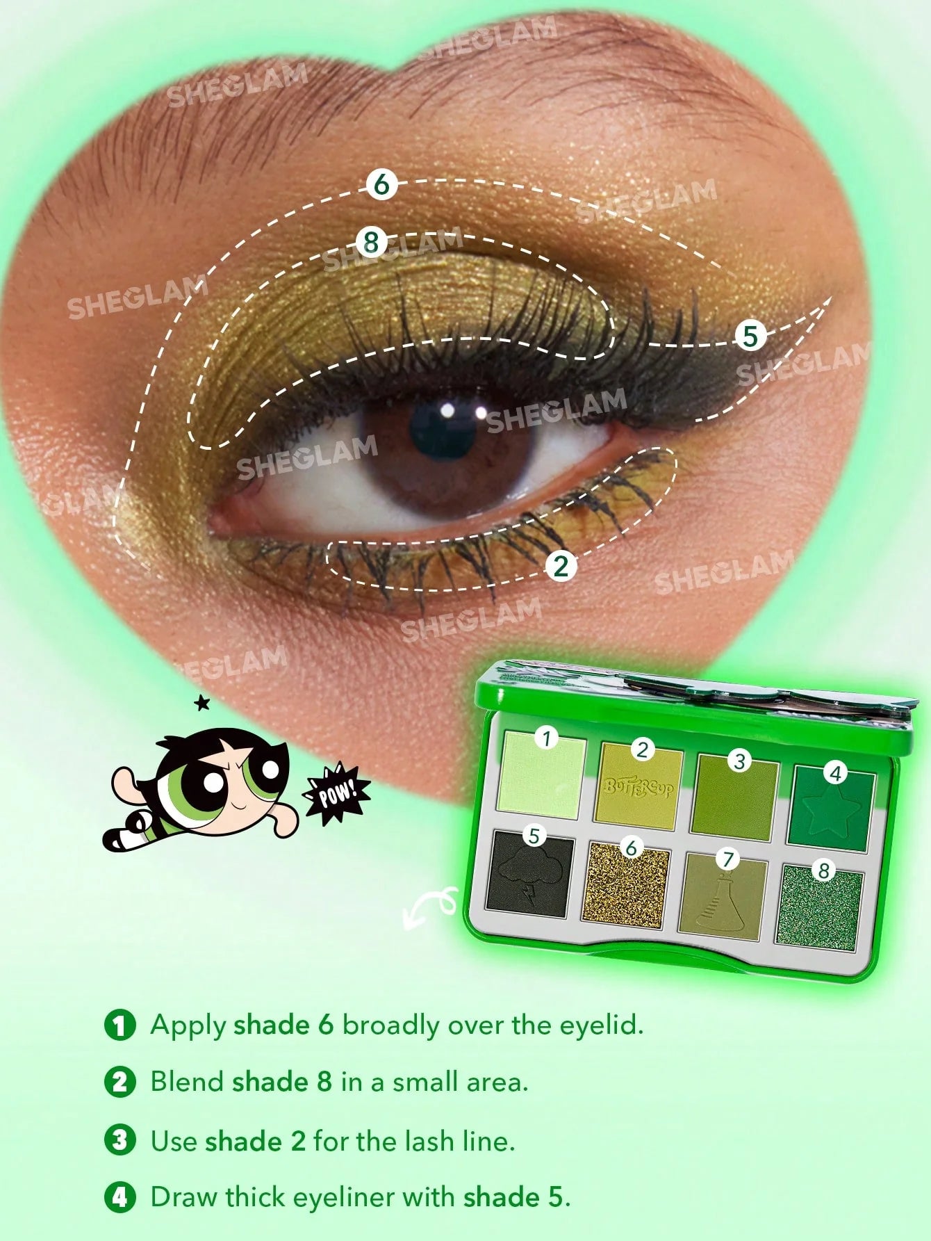 The Powerpuff Girls X Sheglam - The Professor's Girls Palette - TOUGHEST FIGHTER