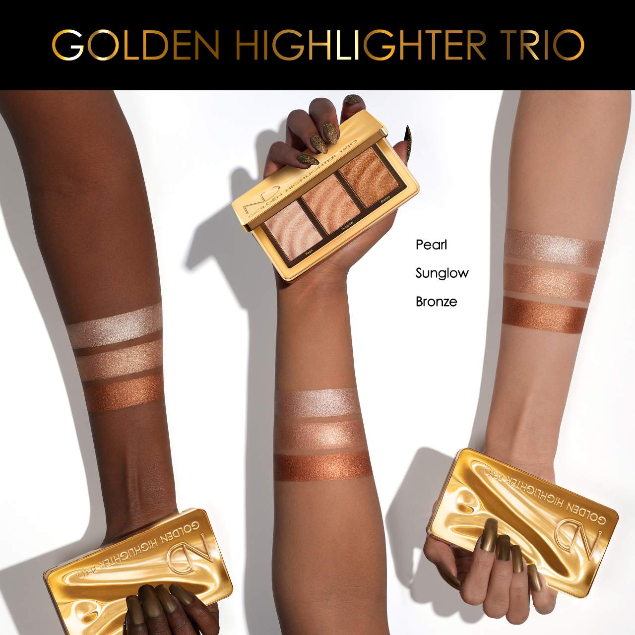 NATASHA DENONA Golden Highlighter Trio Multi-Use Hybrid Glow Palette