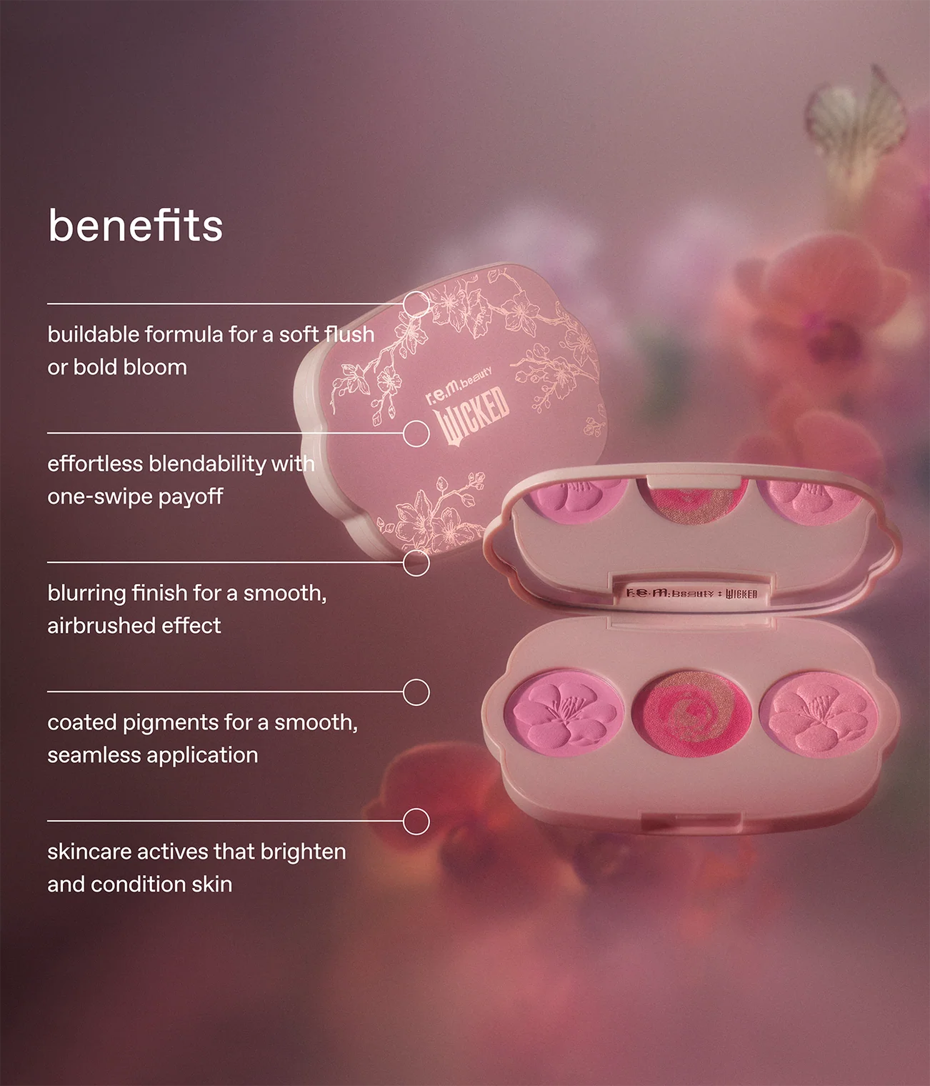 r.e.m. beauty x Wicked: For Good Cherry Blossom Blush Palette