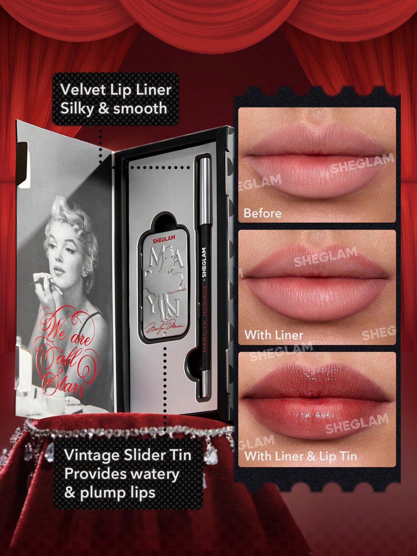 Marilyn Monroe X SHEGLAM Vintage Lip Duo - FEAR IS STUPID