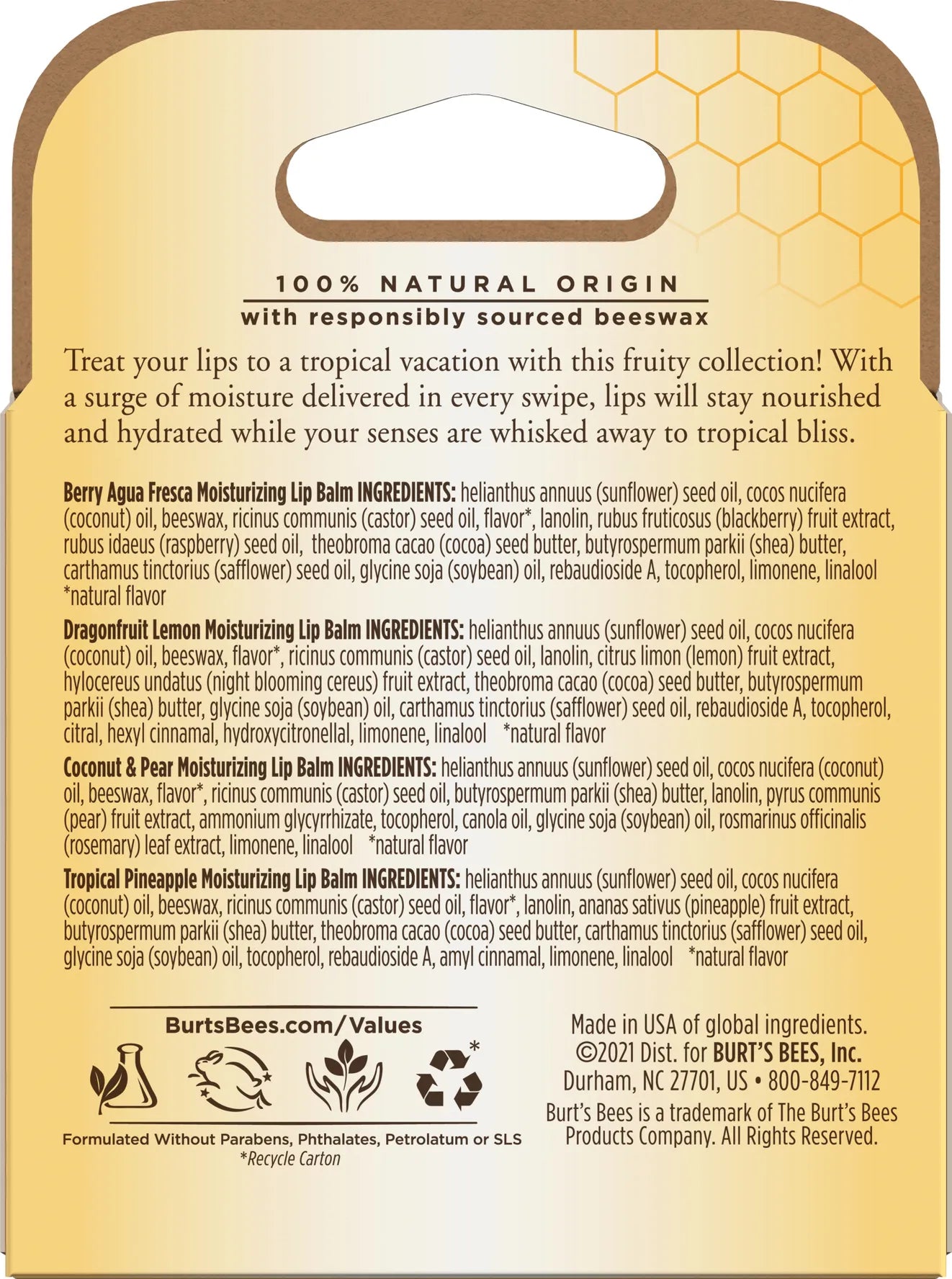 Burt's Bees Lip Balm Tropical Assortment 4 Pack