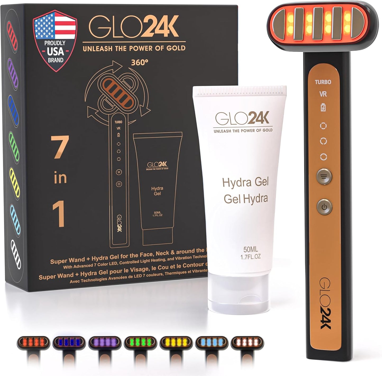 GLO24K Super Wand + Hydra Gel for Face, Neck & around the eyes