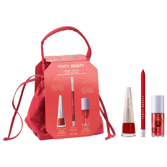 Fenty Beauty Cherry Mouth 3-Piece Lip Set + Pouch