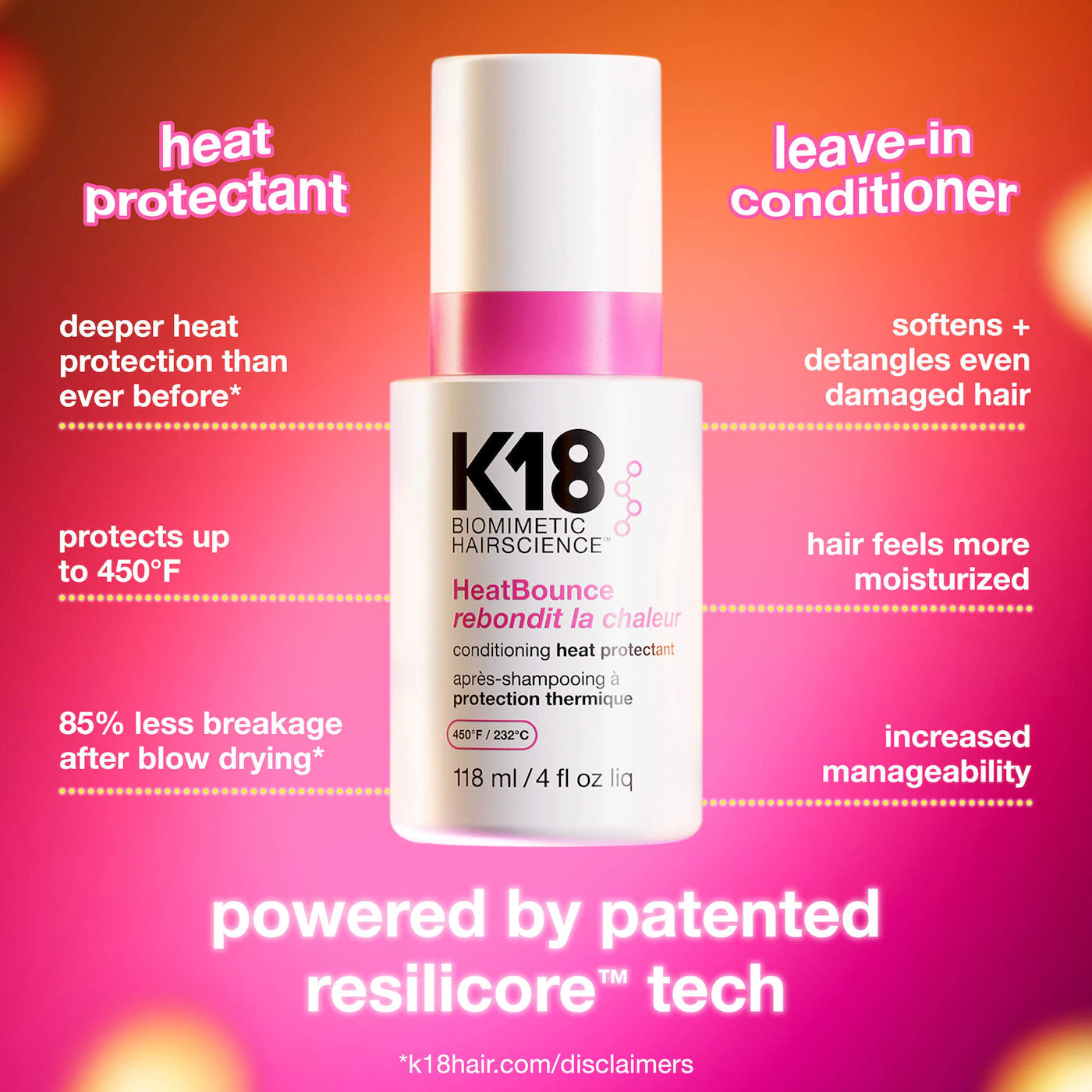 K18 HeatBounce™ Leave-In Conditioner Heat Protectant