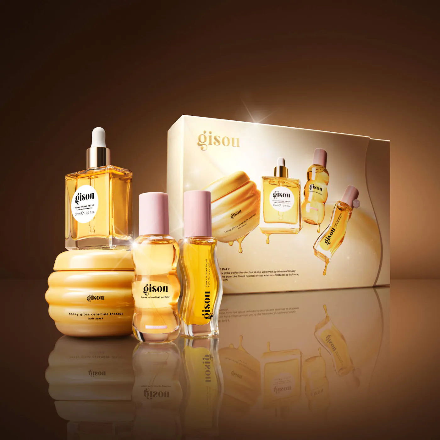 Gisou Glow All The Way Hair and Lip Gift Set
