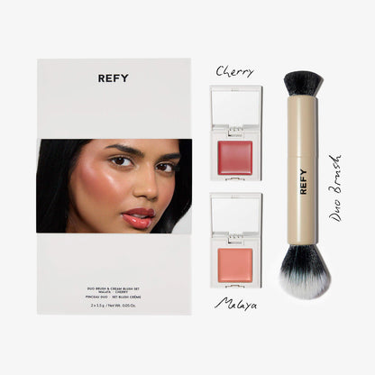 REFY Cream Blush Duo with Duo Face Brush Gift Set