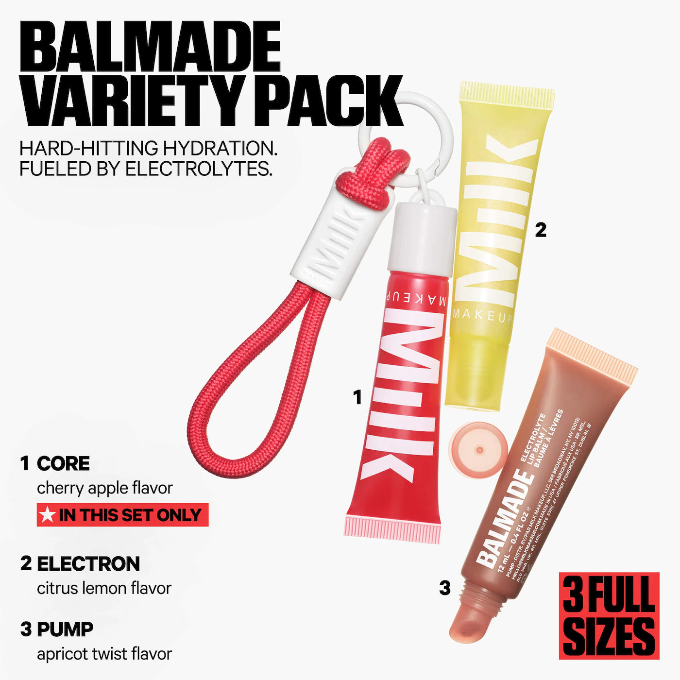 MILK MAKEUP Balmade Variety Pack Hydrating Lip Balm & Keychain Gift Set