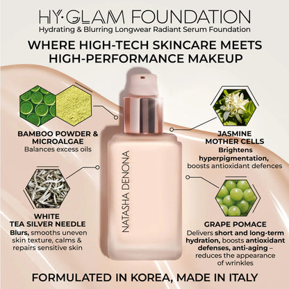 NATASHA DENONA Hy-Glam Foundation Hydrating & Blurring Luminous Longwear Serum Foundation