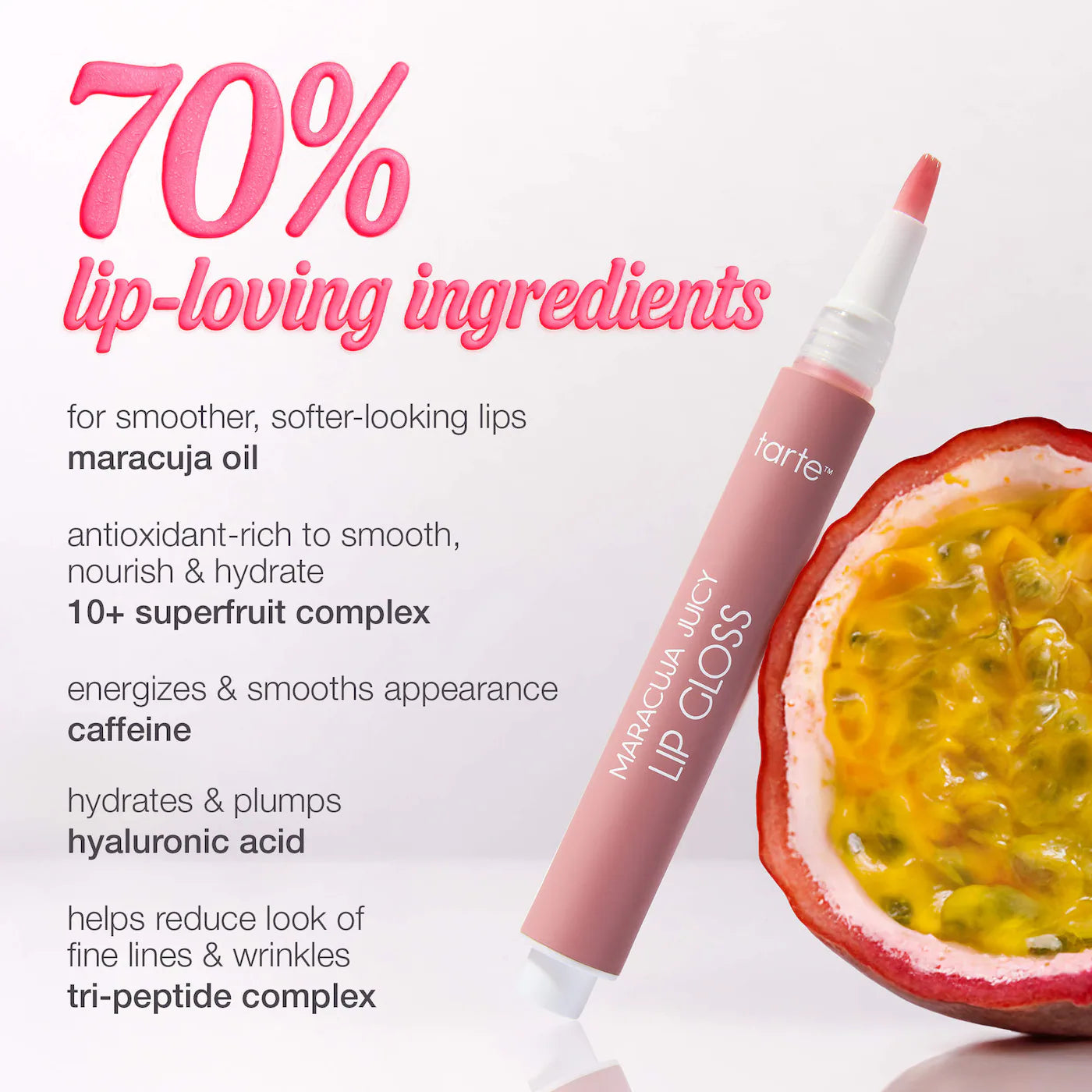 tarte maracuja juicy lip plumping peptide gloss with charm