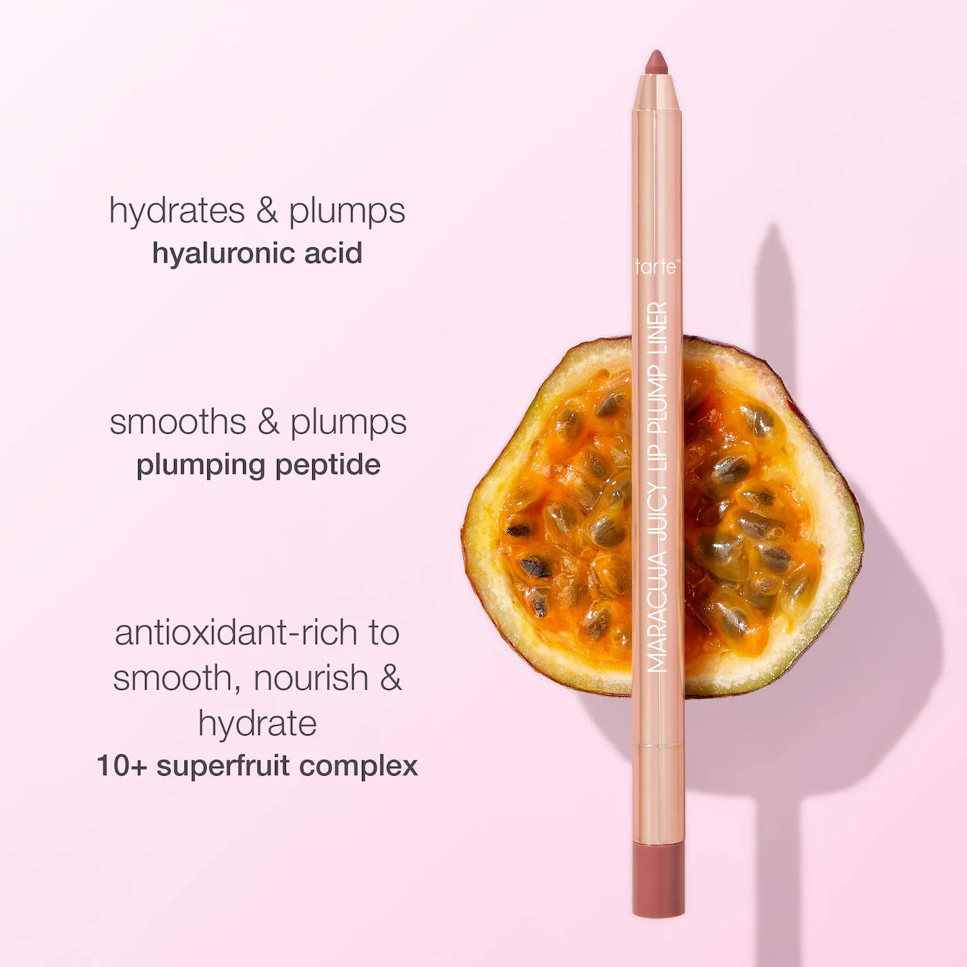 tarte maracuja juicy lip plump peptide liner with charm