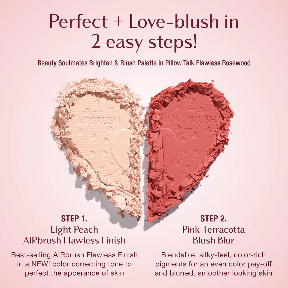 Charlotte Tilbury Pillow Talk Beauty Soulmates Airbrush Flawless Finish Brightening and Blush Powder Palette