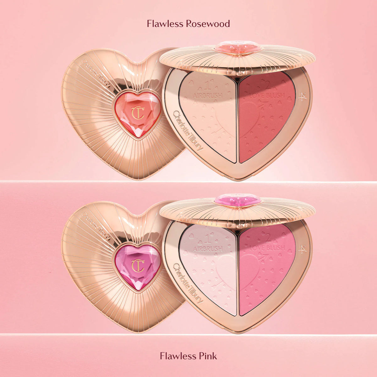 Charlotte Tilbury Pillow Talk Beauty Soulmates Airbrush Flawless Finish Brightening and Blush Powder Palette