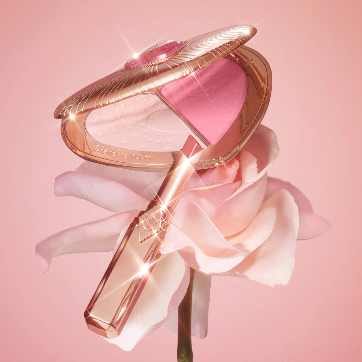 Charlotte Tilbury Pillow Talk Beauty Soulmates Airbrush Flawless Finish Brightening and Blush Powder Palette