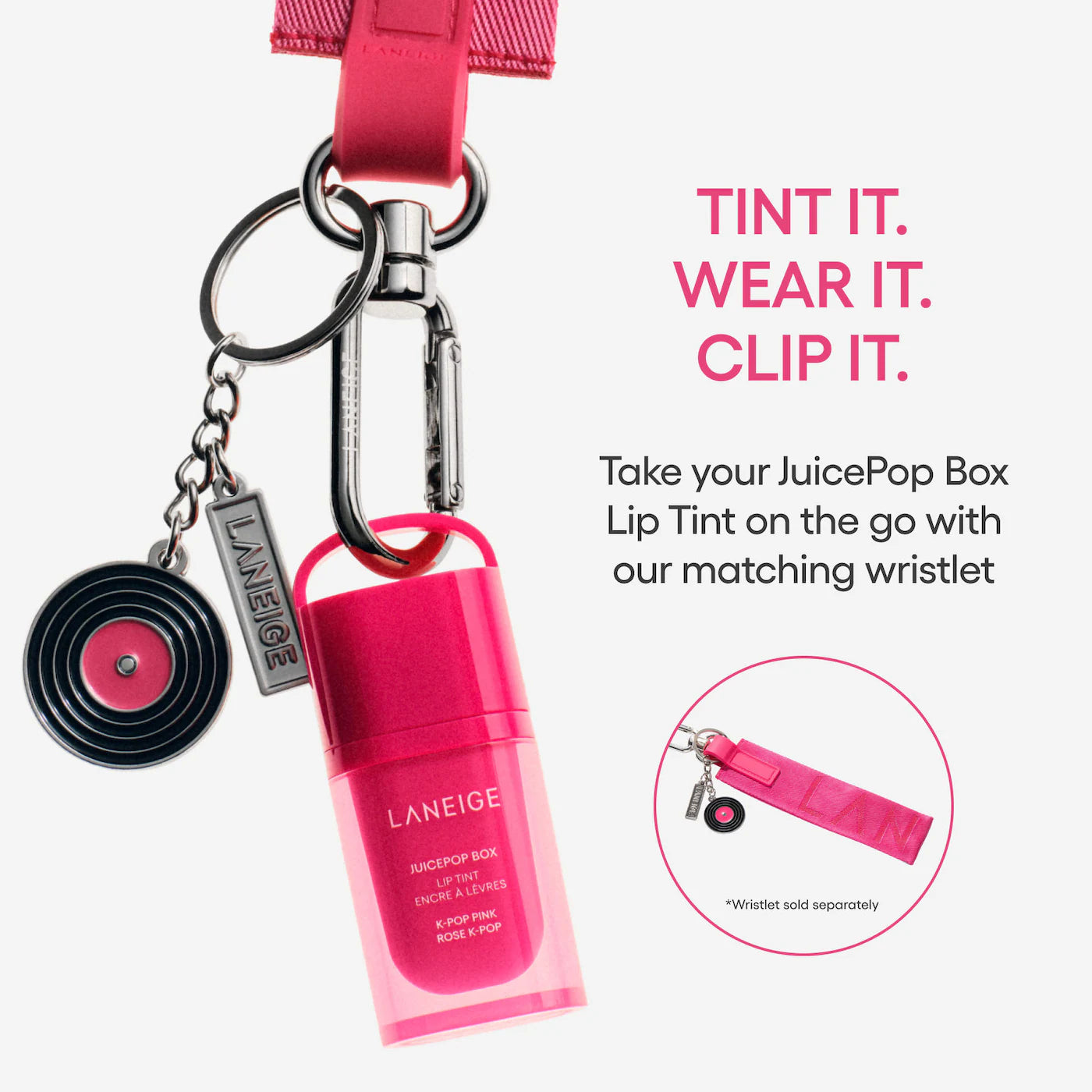 LANEIGE Limited Edition JuicePop Box Lip Tint Wristlet & Keychain
