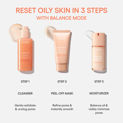 LANEIGE Reset to Balance Mode Kit - Routine Set for Oily Skin and Pore + Shine Control