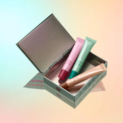 Moroccanoil Lip Balm Trio Gift Set – Hydrating Argan + Peptide Lip Treatment