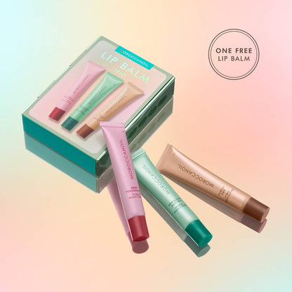 Moroccanoil Lip Balm Trio Gift Set – Hydrating Argan + Peptide Lip Treatment
