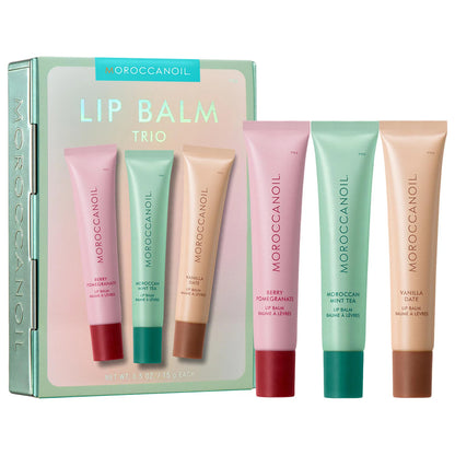 Moroccanoil Lip Balm Trio Gift Set – Hydrating Argan + Peptide Lip Treatment