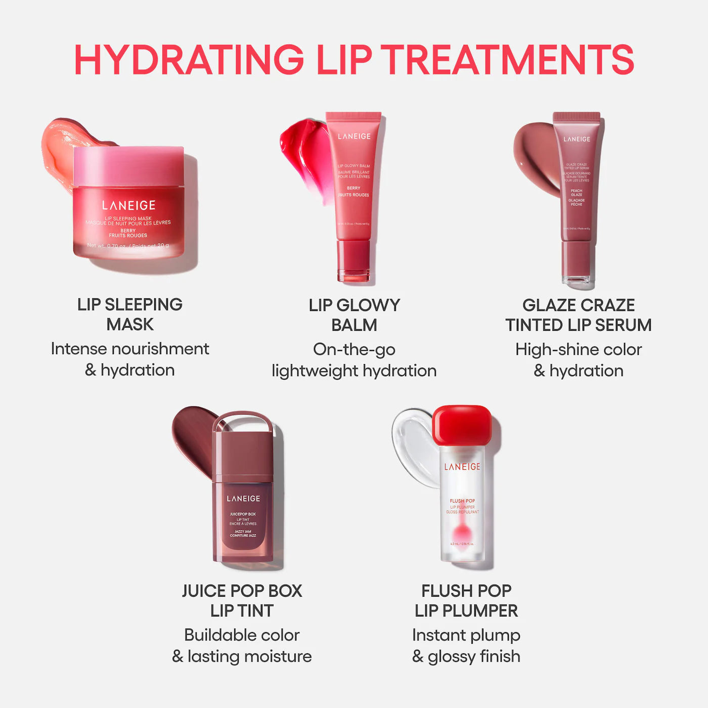 LANEIGE Flush Pop Plumping Peptide Lip Gloss Treatment