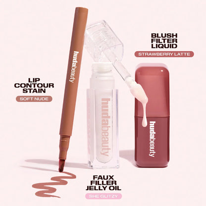 HUDA BEAUTY Blushed Nudes Lip & Cheek Kit