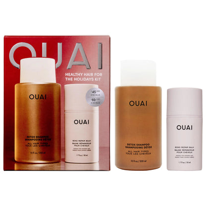 OUAI Detox Clarifying Shampoo + Bond Repair Balm Hair Mask Gift Set