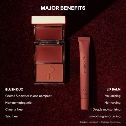PATRICK TA Major Headlines Double-Take Crème & Powder Blush Duo & Lip Balm Makeup Gift Set