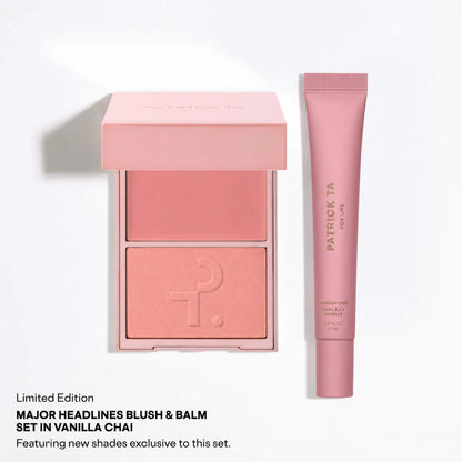 PATRICK TA Major Headlines Double-Take Crème & Powder Blush Duo & Lip Balm Makeup Gift Set